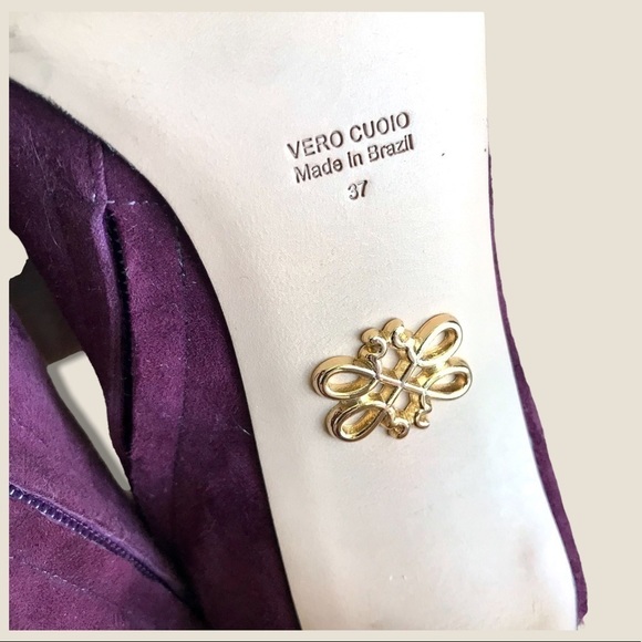 $349 Vero Cuoio Plum/Burgundy Genuine Leather/Suede LaceUp Stiletto Ankle Bootie - Picture 9 of 11